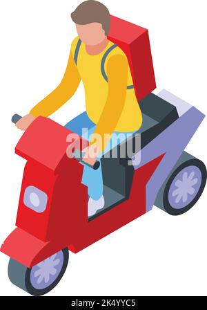 Fast courier icon isometric vector. Scooter delivery. Driver service Stock Vector