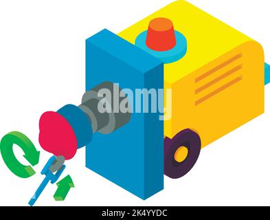Metalworking concept icon isometric vector. Welding machine, industry spinning. Industrial equipment, repair work, construction, manufacturing Stock Vector