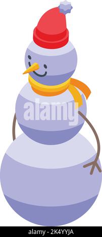 Cute snowman icon isometric vector. Winter snow. Xmas funny Stock Vector