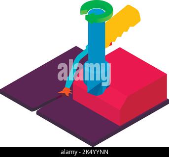 Welding steel icon isometric vector. Welding torch and chamfer milling process. Professional equipment, repair and construction work Stock Vector