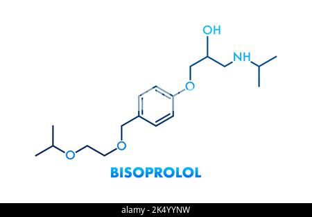 Bisoprolol concept chemical formula icon label, text font vector illustration Stock Vector