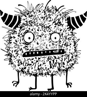 Angry Fluffy Monster for Kids with Horns Stock Vector