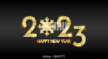 2023 Happy New Year Background Design. Greeting Card, Banner, Poster Stock Vector