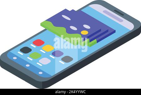 Smartphone photo memory icon isometric vector. Data storage. Digital flash Stock Vector
