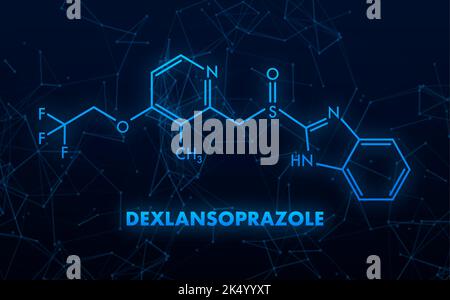 Dexlansoprazole concept chemical formula icon label, text font vector illustration Stock Vector