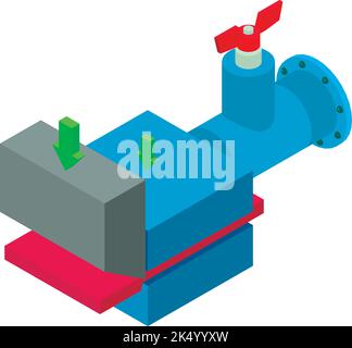 Shearing process icon isometric vector. Automatic hydraulic press machine icon. Industrial equipment, steel and iron industry, metallurgy Stock Vector