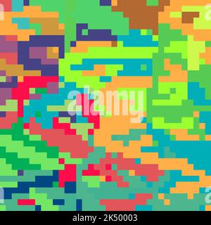 Abstract multicolor pixelated mosaic background by vibrant colors. Colorful vector graphic pattern Stock Vector
