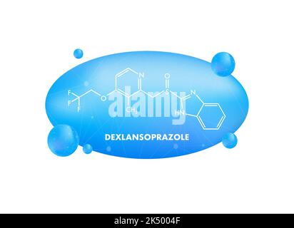 Dexlansoprazole concept chemical formula icon label, text font vector illustration Stock Vector