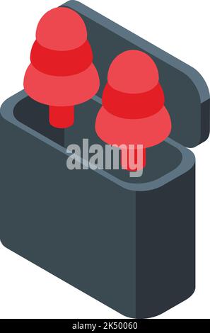 Earplugs case icon isometric vector. Level noise. Decibel hearing Stock Vector