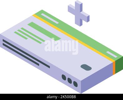 Antiviral medicines box icon isometric vector. Medicine treatment. Immune pill Stock Vector