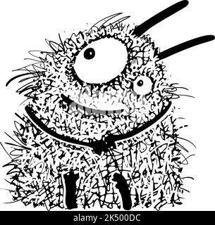 Adorable Playful Hairy Fluffy Monster for Kids Stock Vector