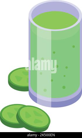 Cucumber smoothie icon isometric vector. Diet food. Cook healthy Stock Vector
