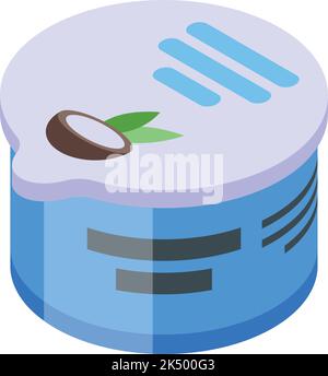 Coconut jar icon isometric vector. Fresh salad. Organic menu Stock Vector