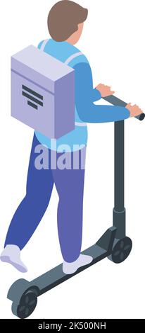 Scooter deliver icon isometric vector. Courier delivery. Fast express Stock Vector