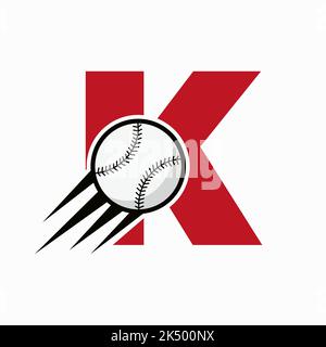 Initial Letter K Baseball Logo Concept With Moving Baseball Icon Vector Template Stock Vector
