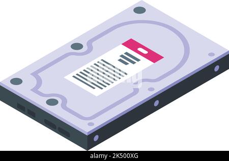 Computer disk icon isometric vector. Sd card. Memory ssd Stock Vector