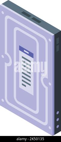 Steel hdd icon isometric vector. Digital computer. Camera disk Stock Vector