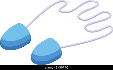 Wired earplugs icon isometric vector. Sleep hearing. Noise protection Stock Vector