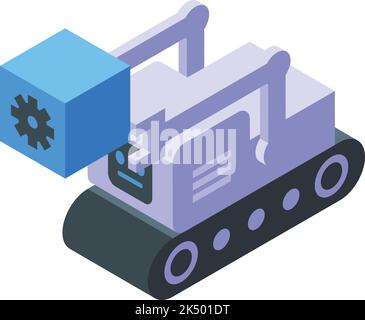 Robot coding icon isometric vector. Work process. Code program Stock Vector