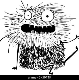 Smiling Playful Fluffy Monster for Kids Stock Vector