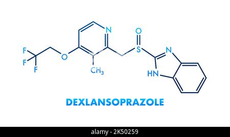 Dexlansoprazole concept chemical formula icon label, text font vector illustration Stock Vector