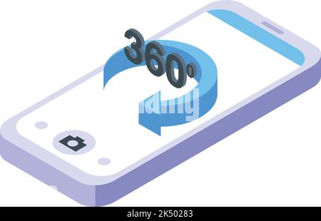 Smartphone virtual tour icon isometric vector. Video online. Walk estate Stock Vector
