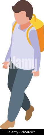 Small boy learning icon isometric vector. Online management. Online education Stock Vector
