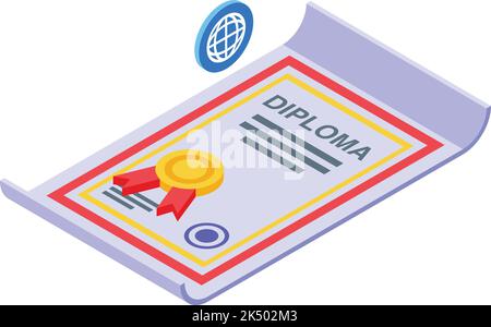 Learning diploma icon isometric vector. Computer training. Manager program Stock Vector