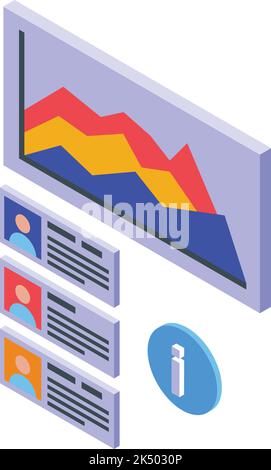System icon isometric vector. Online lms. Computer training Stock Vector