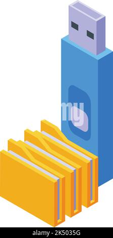 Usb data learning icon isometric vector. System training. Online education Stock Vector