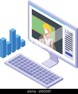 Online lesson icon isometric vector. Learning system. Computer education Stock Vector