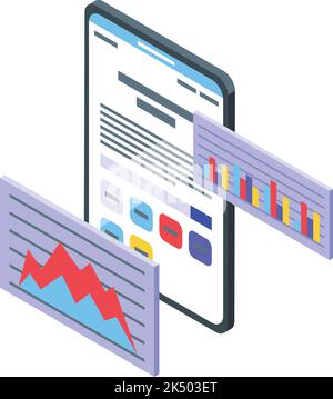 Coding graph icon isometric vector. Laptop code. Computer work Stock Vector