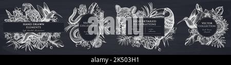 Blackboard template design with wild animals in the park illustration ...