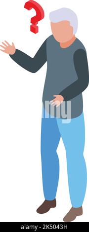 Deaf senior question icon isometric vector. Aid ear. Doctor day Stock Vector