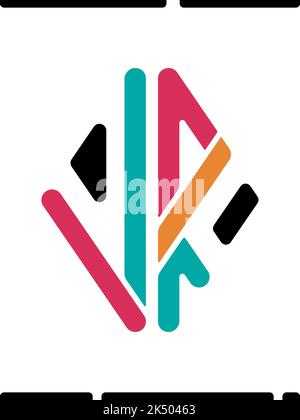 VR letters design for logo and icons. Colorful creative minimal sign for virtual reality, cyber space, metaverse, web. Digital brand identity. Stock Vector