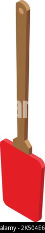 Wood plastic spatula icon isometric vector. Baking wooden. Bbq mixing Stock Vector