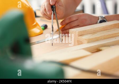 Building architectural design and construction plans with blueprints Stock Photo