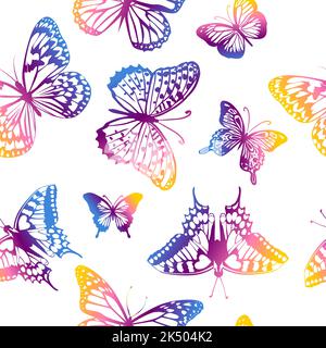 colored butterflies seamless pattern. Vector illustration Stock Vector