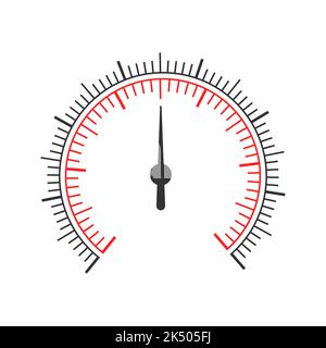 Round measuring dashboard template with two round charts and arrow. Pressure meter, manometer, barometer, speedometer, tonometer, thermometer, navigator or indicator tool template. Vector illustration Stock Vector