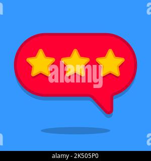 Three stars. Customer rating, reviews. Isolated on white background. Vector illustration. Stock Vector