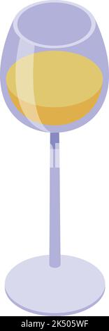 Yellow wine glass icon isometric vector. Sommelier alcohol. Woman party Stock Vector
