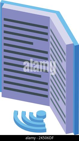 Audio book icon isometric vector. Computer training. Online education Stock Vector