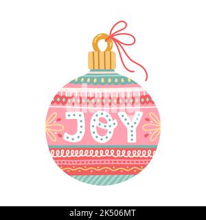 Christmas decorations balls with lettering flat design vector Stock Vector