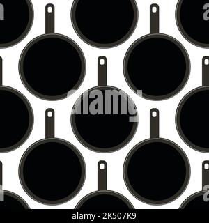Seamless pattern with frying pans Stock Vector