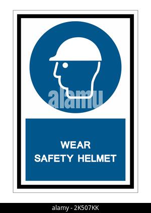Symbol Wear Safety Helmet Isolate On White Background,Vector Illustration EPS.10 Stock Vector