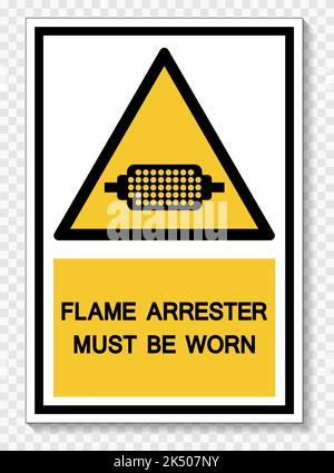 Flame arrester must be worn Symbol Sign Isolate On White Background,Vector Illustration EPS.10 Stock Vector