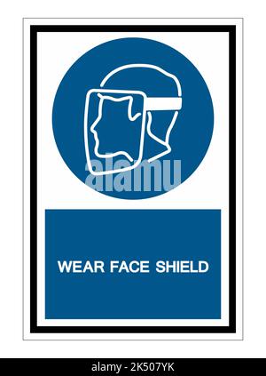Symbol Face Shield Must Be Worn sign Isolate On White Background,Vector Illustration EPS.10 Stock Vector