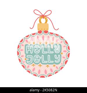 Christmas decorations balls with lettering flat design vector Stock Vector