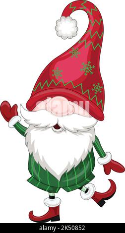 Cartoon happy gnomes waving hand Stock Vector