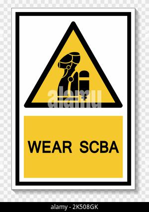 Wear SCBA (Self Contained Breathing Apparatus) Symbol On White Background Stock Vector